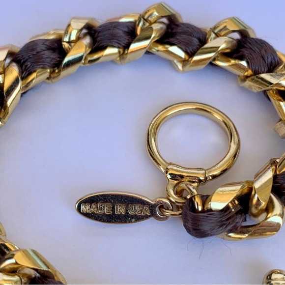 Ettika Gold Plated & Brown Ribbon Weave Bracelet - Picture 3 of 5